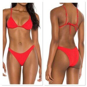 VITAMIN A Limited Edition Midori Bikini Bottom Bright Red EcoRib Size 6 S NWT
